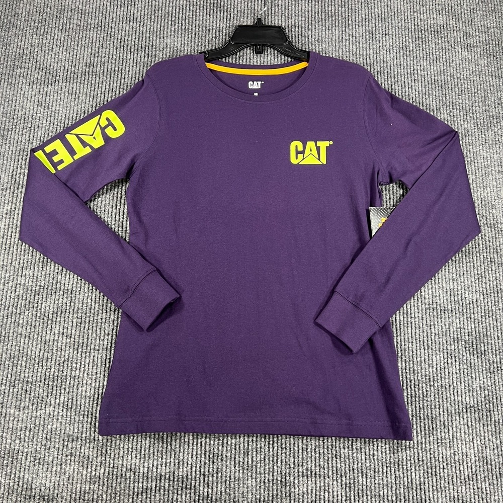 Caterpillar CAT Shirt Womens Medium Purple Long Sleeve Crew Trademark Tee New